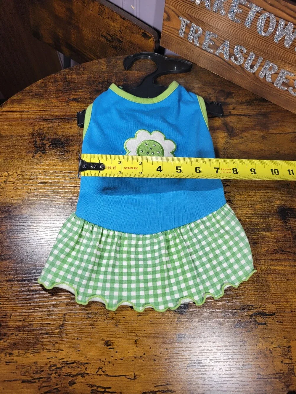 Eastside Collection sizr small Blue & Green Flower Appliqué dog Dress